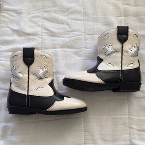 Zara Kids Black and Cream Cowboy Boots